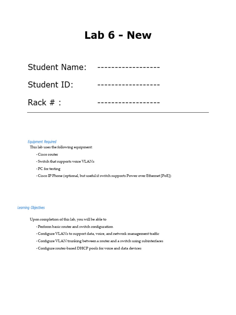 VLAN and DHCP Configuration Lab Guide | PDF | Computer Network ...