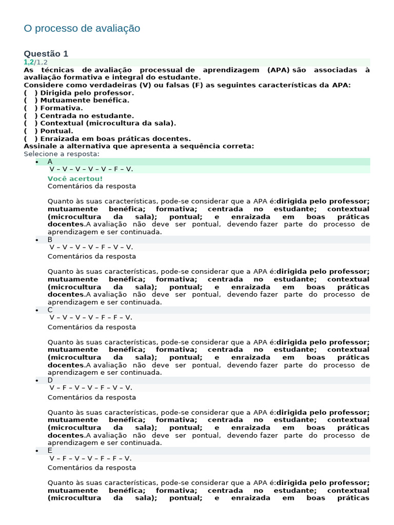 Avaliação Processual na Aprendizagem | PDF | Aprendizado ...