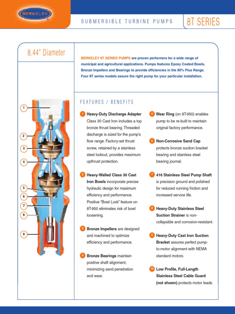 Berkeley 8T Series Pump Manual | PDF | Pump | Bearing (Mechanical)