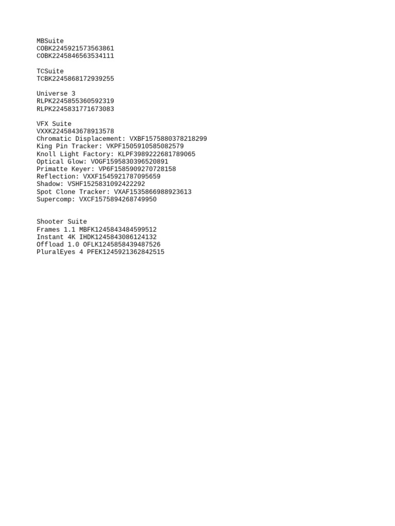 Red Giant Serial Numbers and Suites | PDF