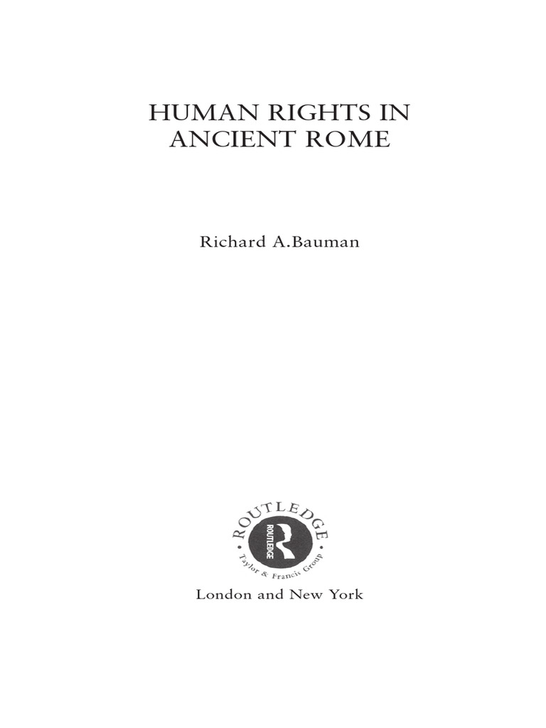 Human Rights in Ancient Rome - (HUMAN RIGHTS IN ANCIENT ROME) | PDF