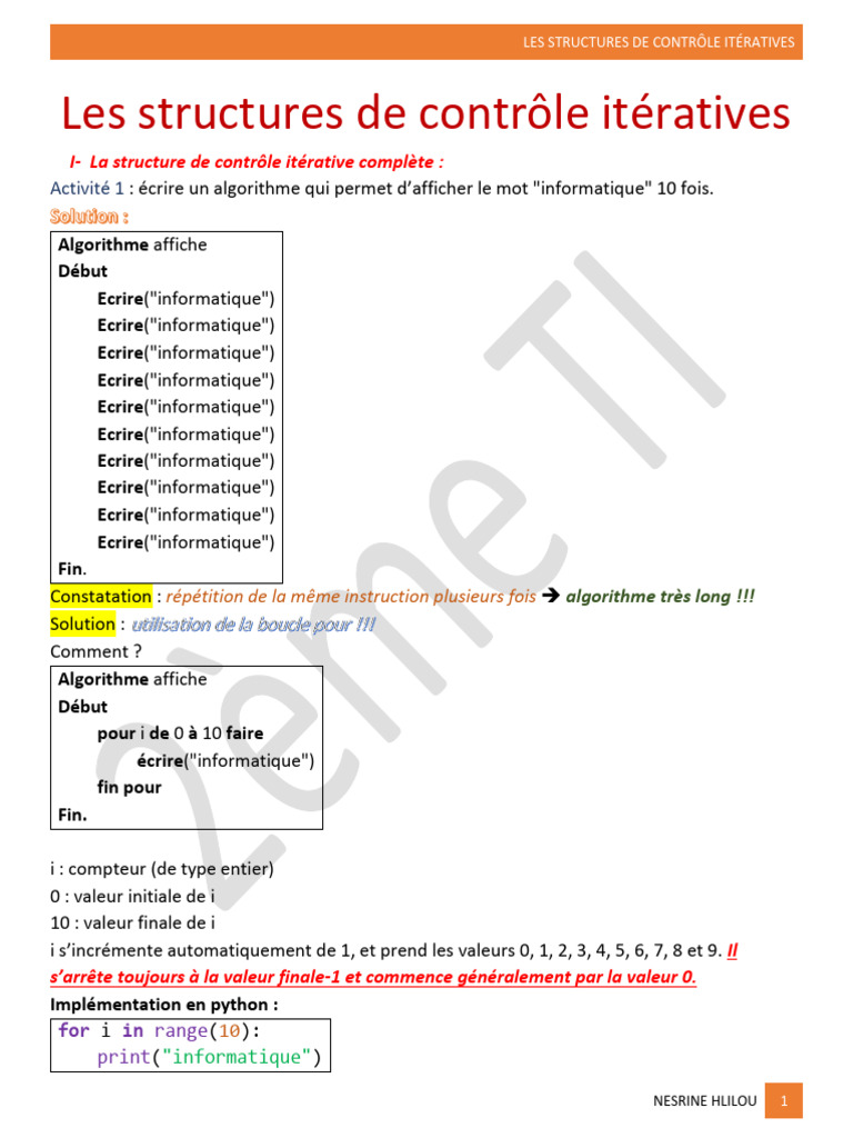 Structures de contrôle itératives en Python | PDF | Structure de ...
