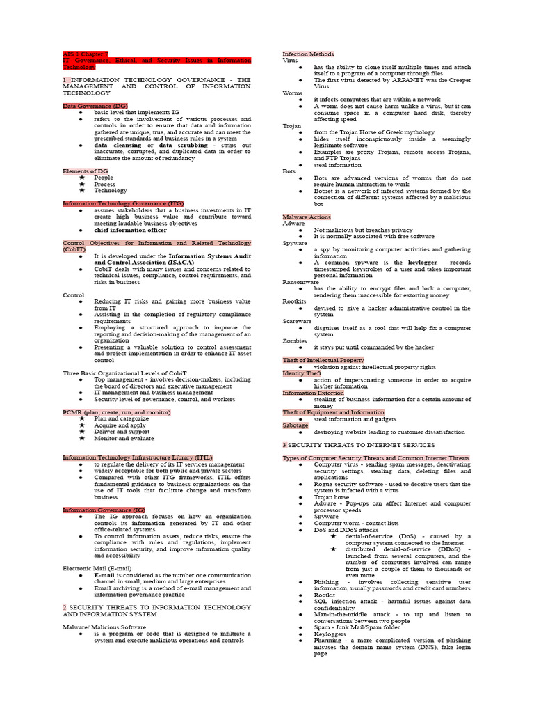 AIS 1 - Chapter 7 | PDF | Computer Security | Security