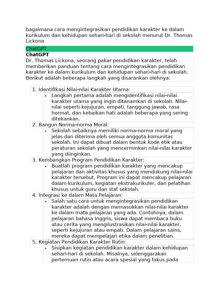 Cara Mengintegrasikan Pendidikan Karakter Ke Dalam Kurikulum Dan
