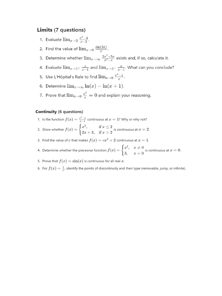 Practice Calc Questions | PDF