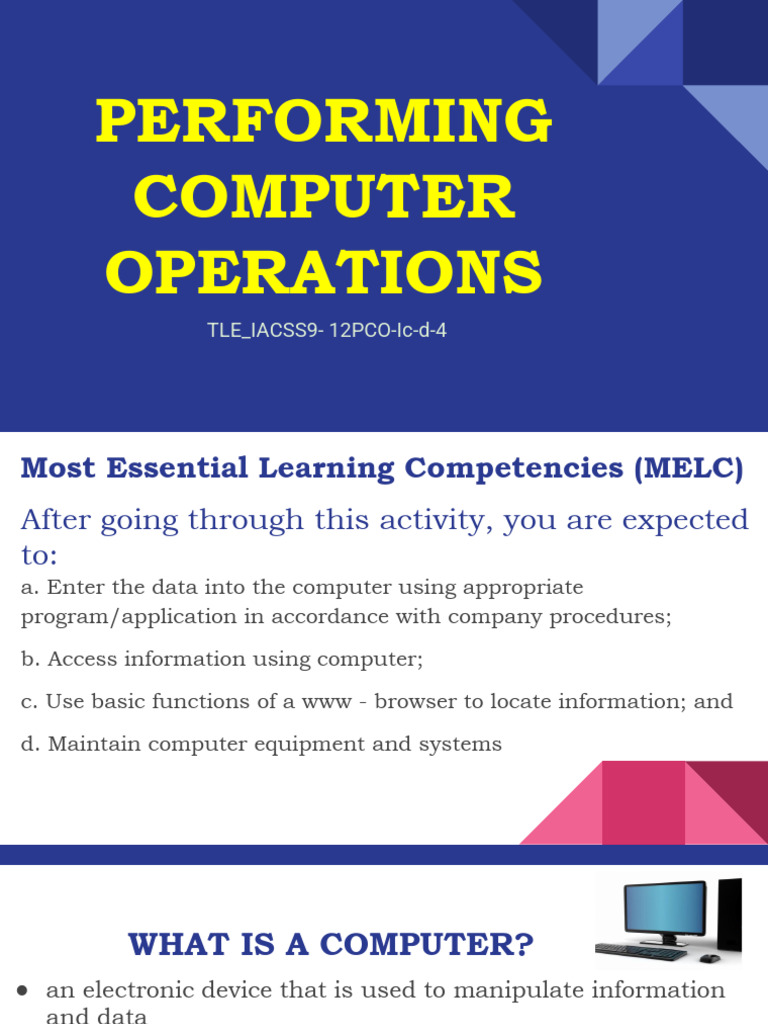 Computer Operations and Software Basics | PDF
