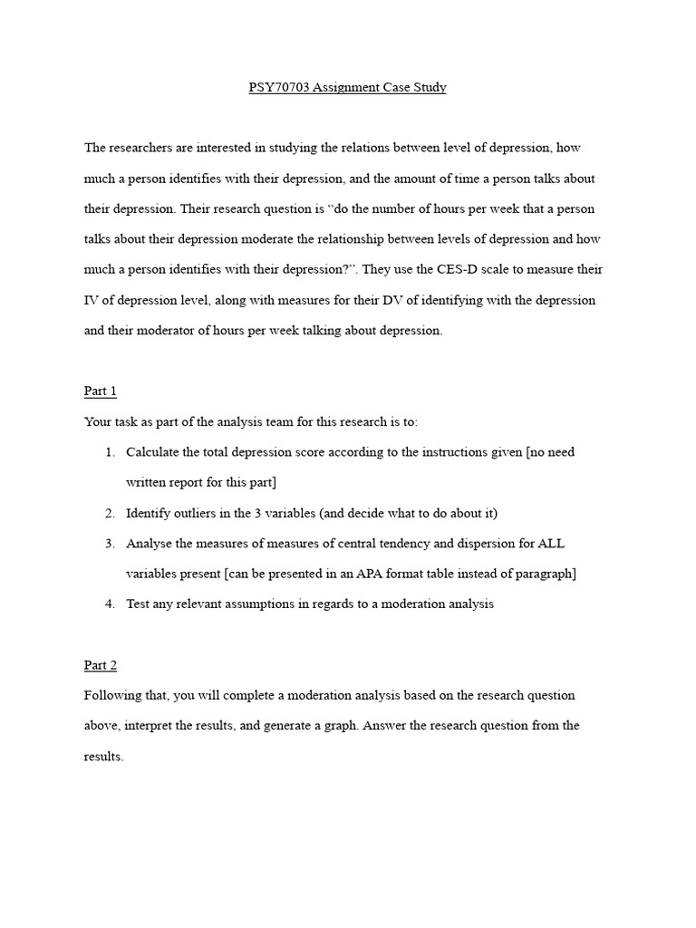 PSY70703 Assignment Case Study | PDF