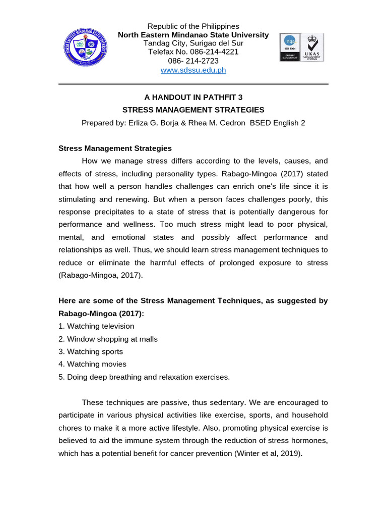 Effective Stress Management Techniques | PDF | Stress (Biology ...