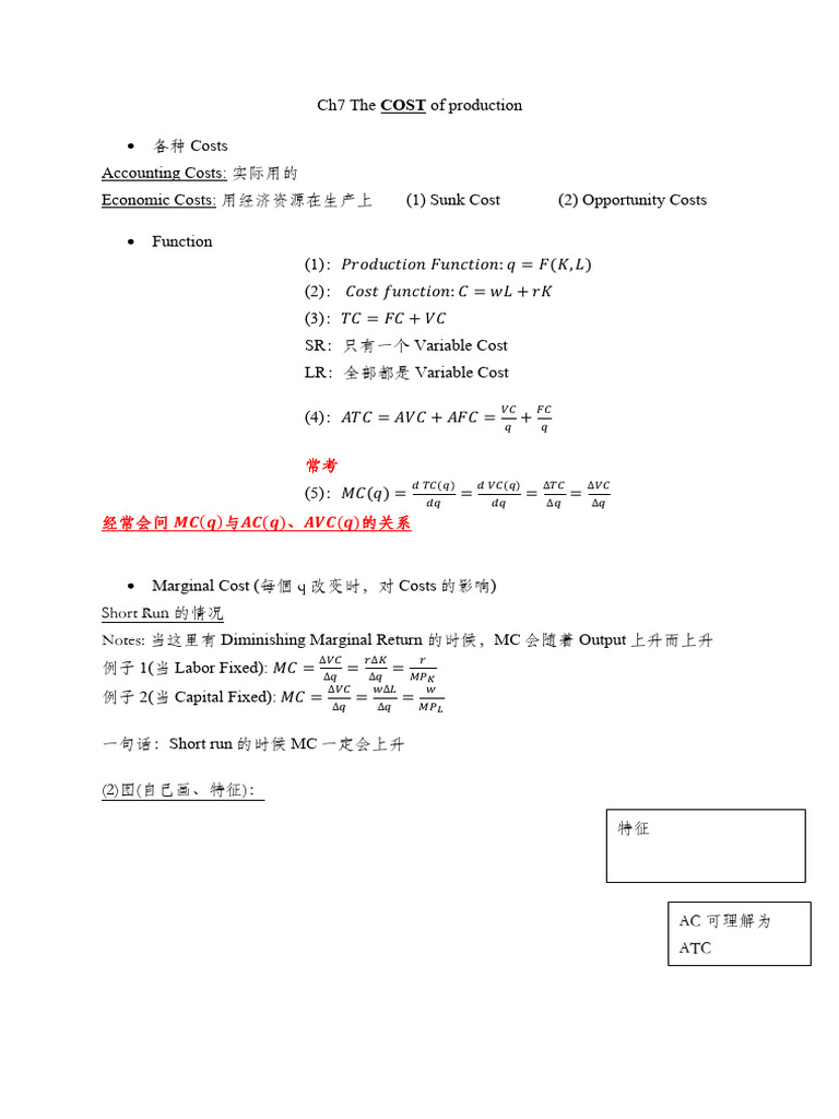Ch7 the Cost of Production (重点) | PDF