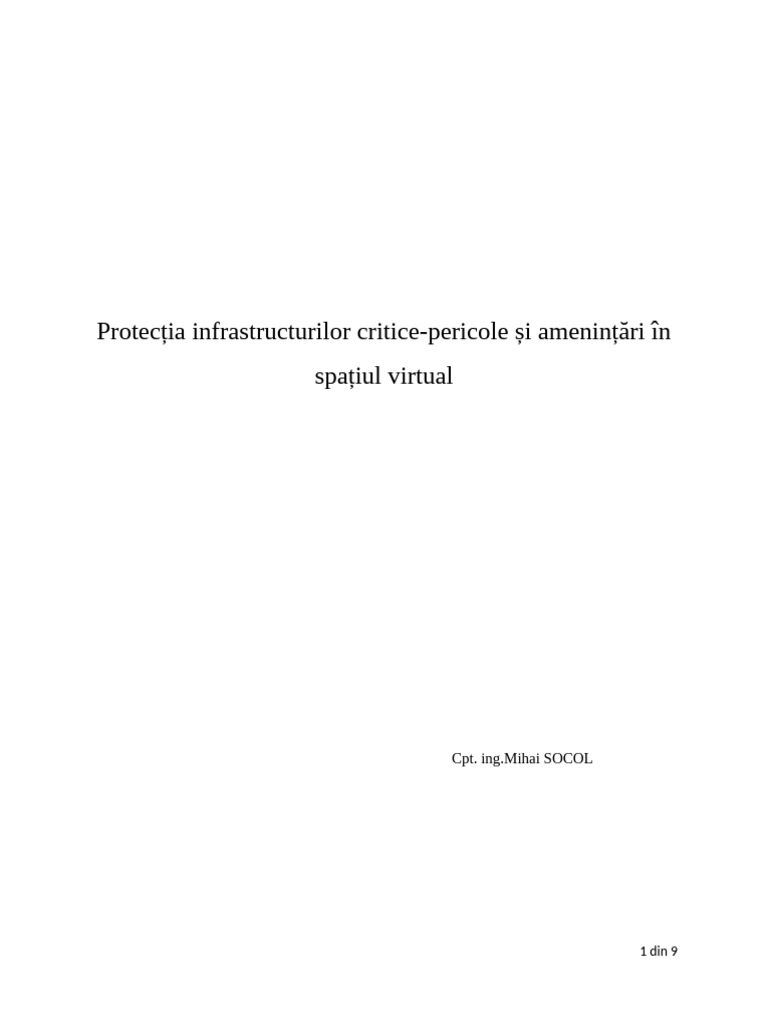 Socol Mihai - Proiect Infrastructuri Critice | PDF