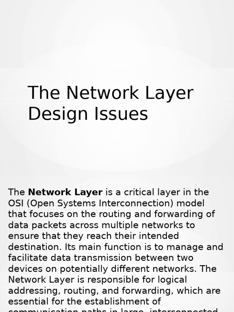 Key Design Issues in Network Layer | PDF | Transmission Control ...