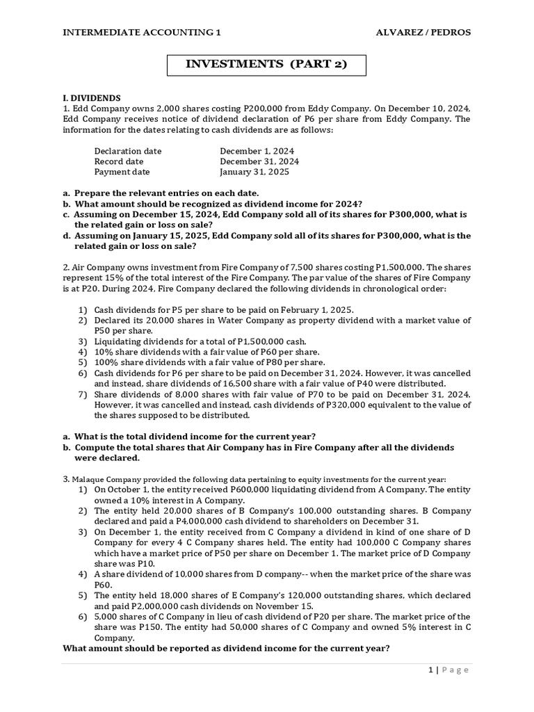 Dividend Accounting and Share Transactions | PDF | Dividend | Stocks