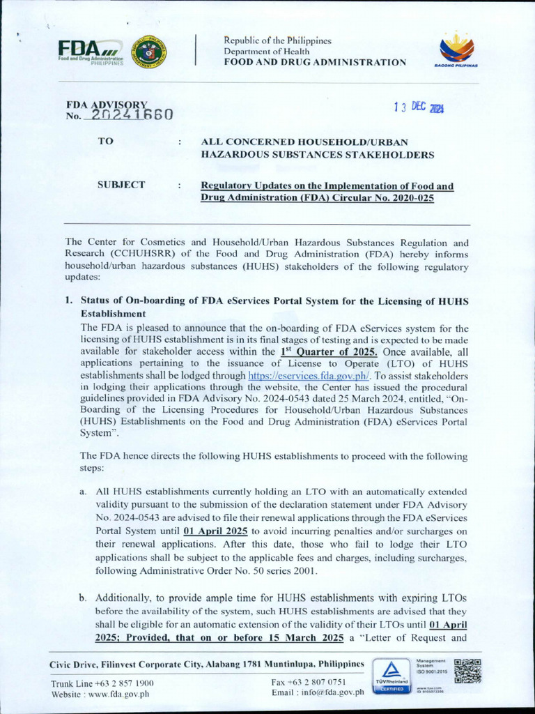 FDA Advisory No.2024 1660 | PDF