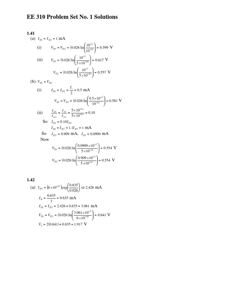 EE 310 Problem Set 1 Solutions | PDF | Teaching Methods & Materials