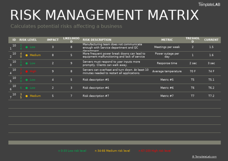 Risk Management Matrix Template | PDF