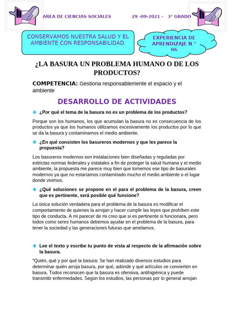 La Basura Un Problema Humano o de Los Productos | PDF | Residuos ...
