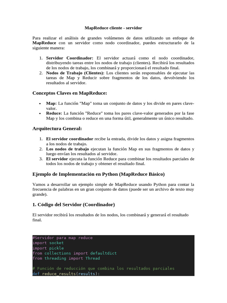 Implementación de MapReduce en Python | PDF | Mapa reducido ...