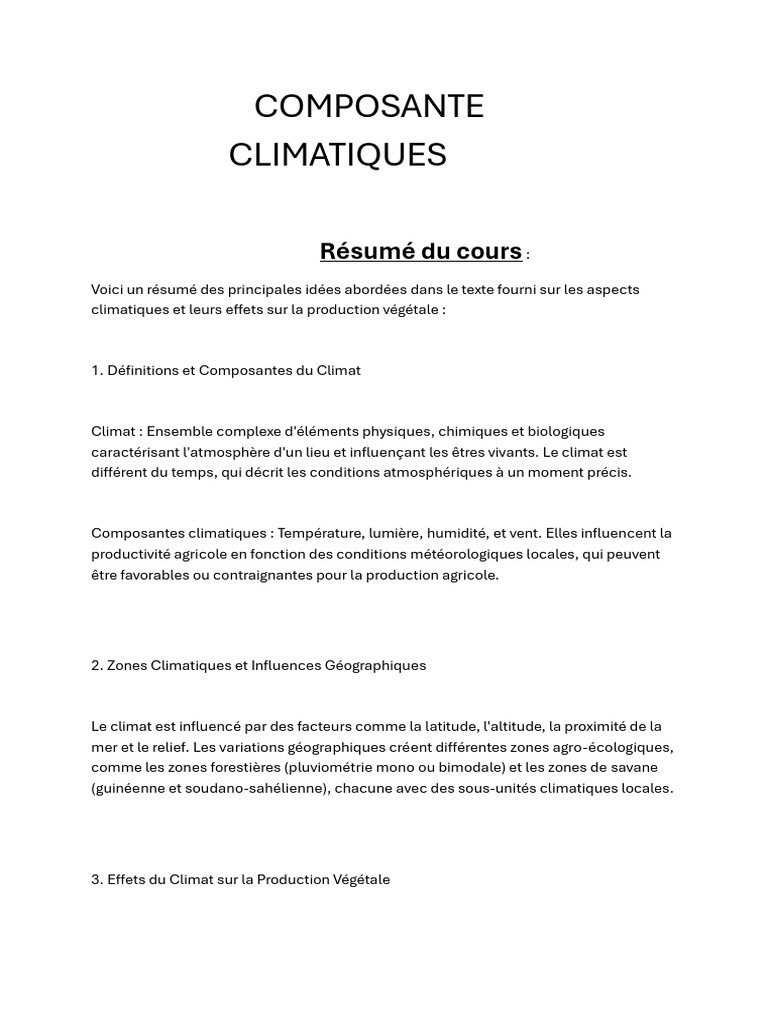 Composantes du Système Climatique Terrestre | PDF | Pluie | Plantes