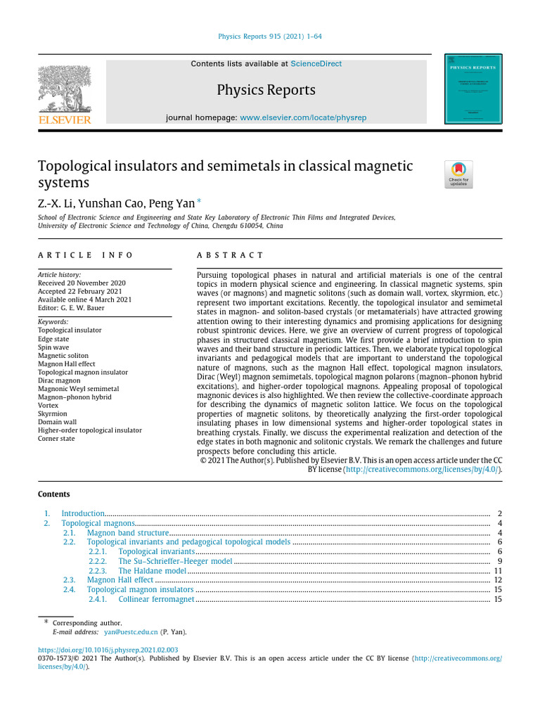 Topological Insulators and Semimetals in Classical Magnetic | PDF ...