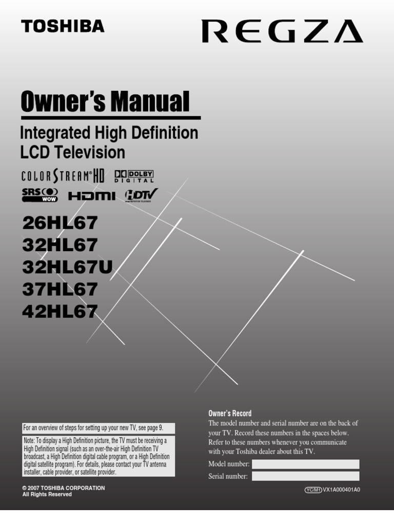 Toshiba TV Manual | Hdmi | Video