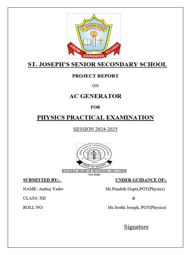 AC Generator Physics Project Report | PDF