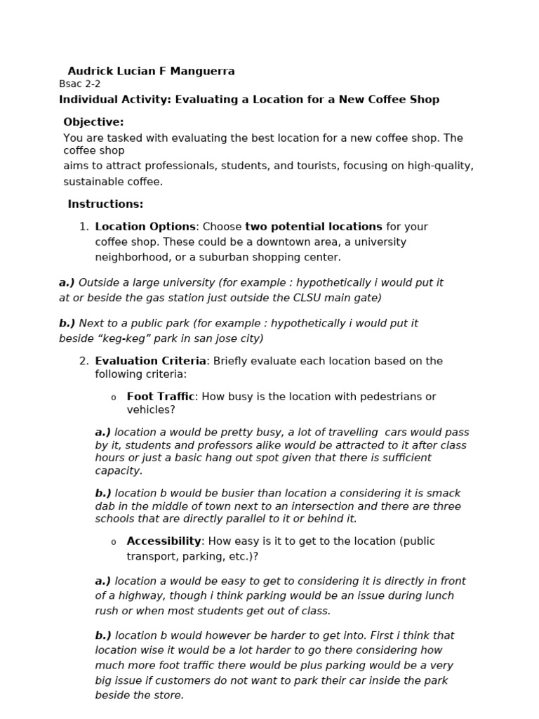 Location Decision Activity | PDF | Land Transport | Transport