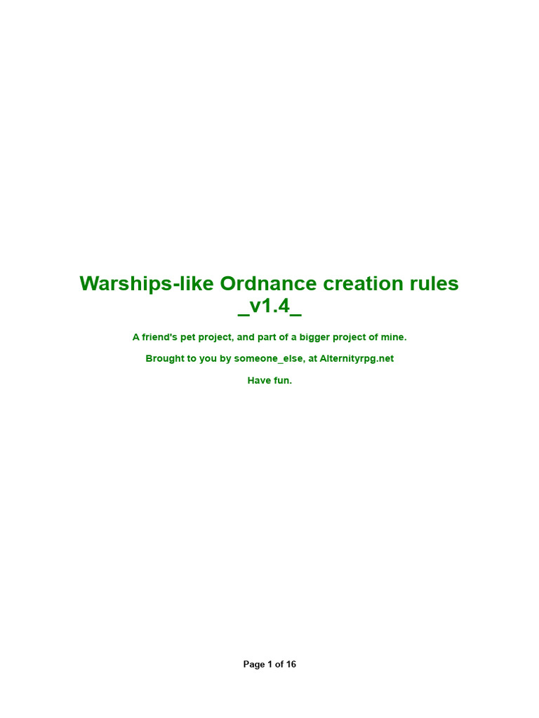 Ordnance Creation Rules 1dot4 | PDF | Naval Mine | Nuclear Reactor