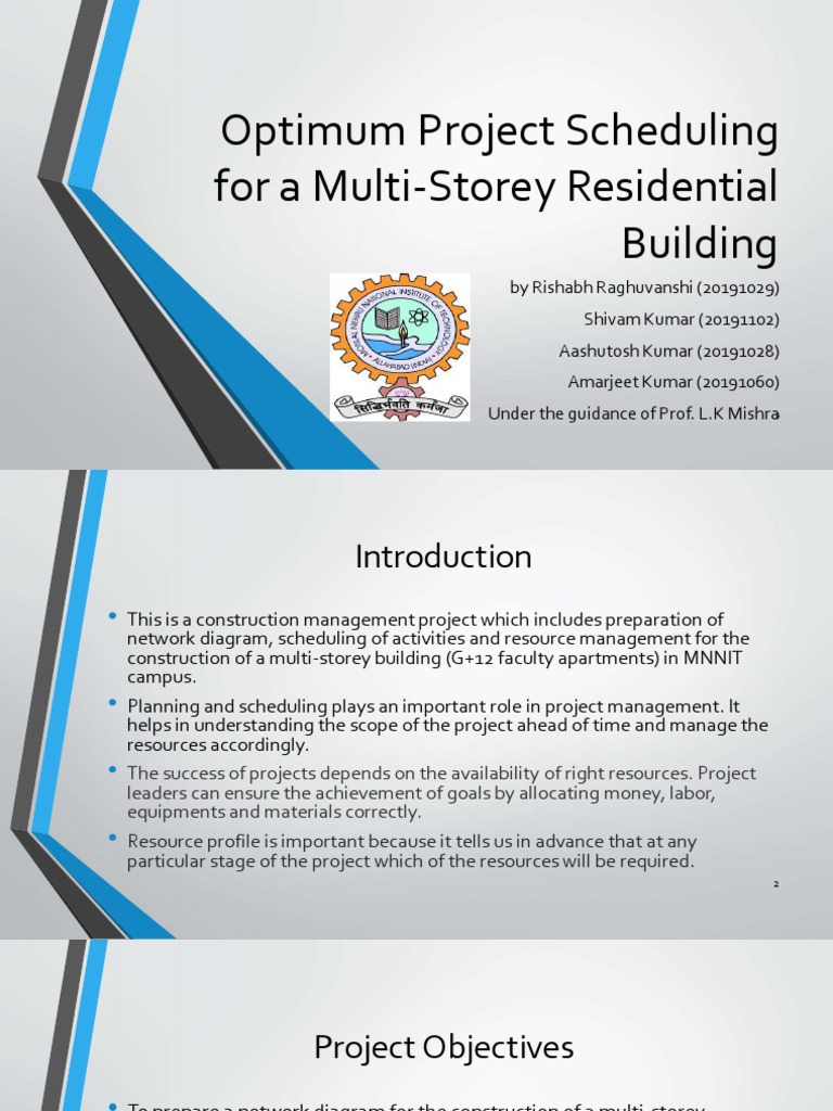 Optimum project scheduling of a multi storey residential building | PDF ...
