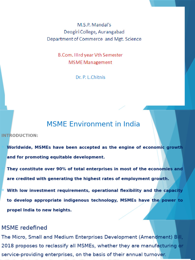 MSME Environment in India | PDF | Small And Medium Sized Enterprises ...