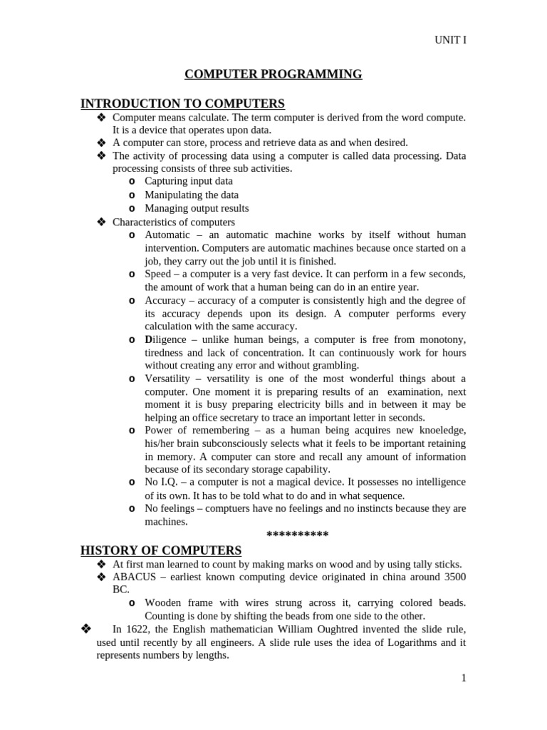 Introduction to Computers in English | PDF | Random Access Memory ...