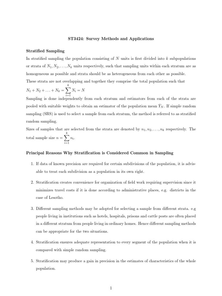 Stratiﬁed Sampling Methods Explained | PDF | Sampling (Statistics ...