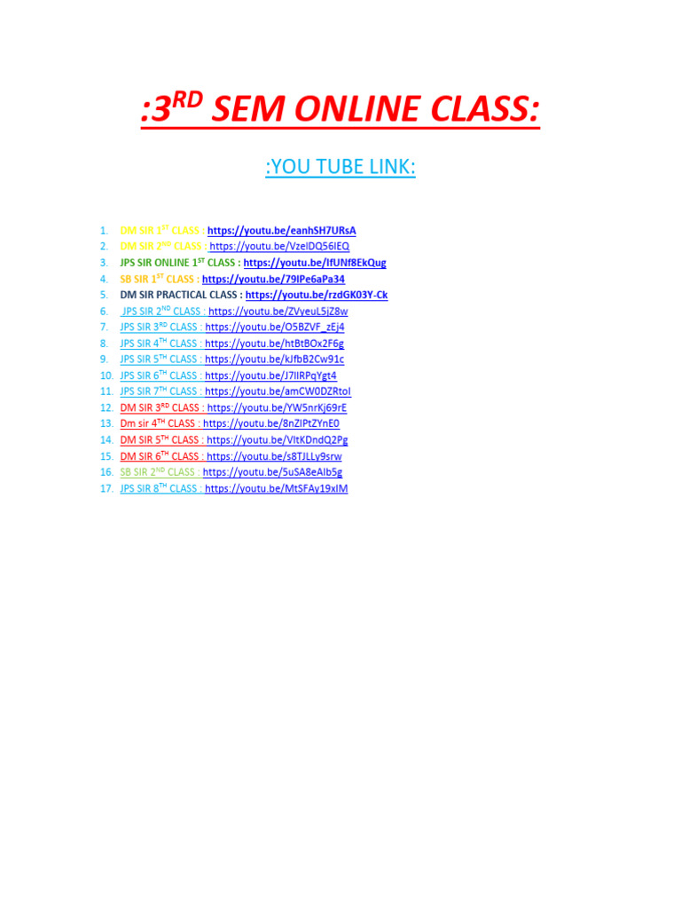 3RD Sem Online Class | PDF