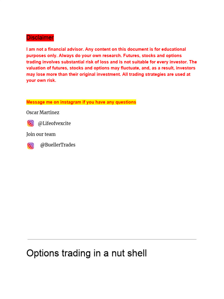 Options Trading | PDF | Stocks | Option (Finance)