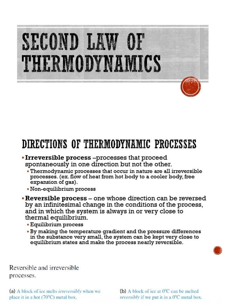 Phys103 Second Law of Thermodynamics | PDF | Heat | Entropy