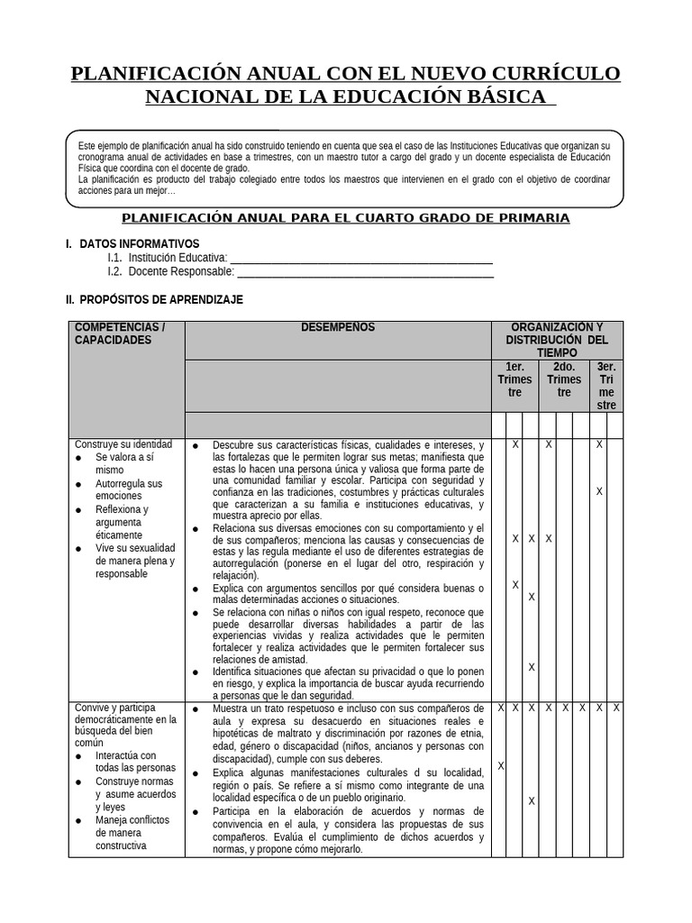 Planificación Anual Cuarto Grado 2023 | PDF | Números | Sustracción