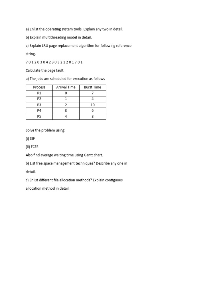 OSY 6 Marks Questions | PDF | Scheduling (Computing) | Computer Science