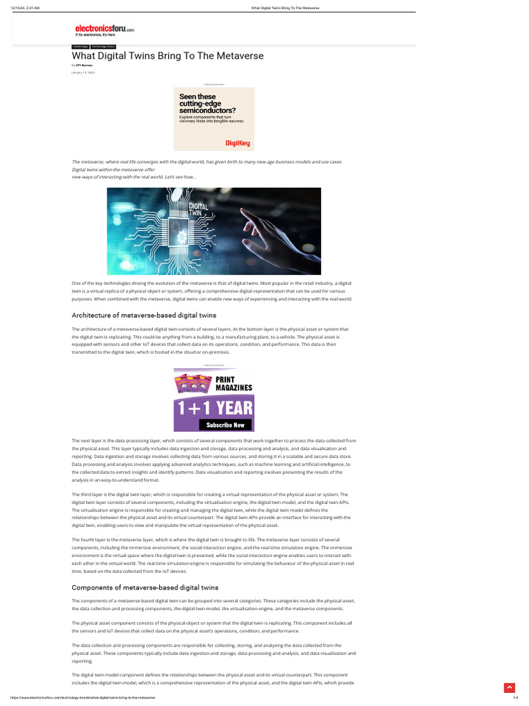 What Digital Twins Bring To The Metaverse | PDF | Simulation | Internet ...