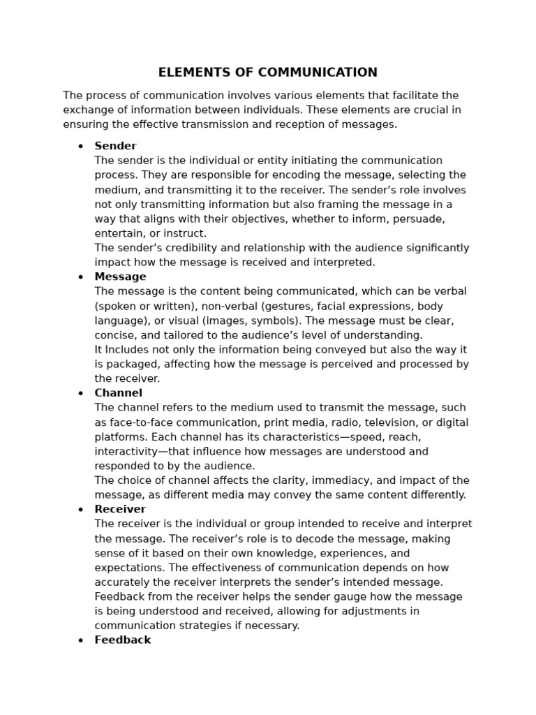 Elements of communication pdf communication information