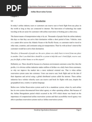 Airline Reservation System Documentation