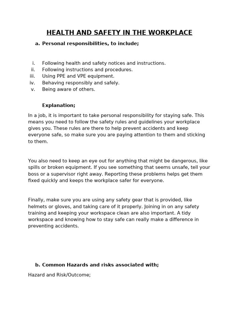 Health and Safety in The Worksapce | PDF | Occupational Safety And ...