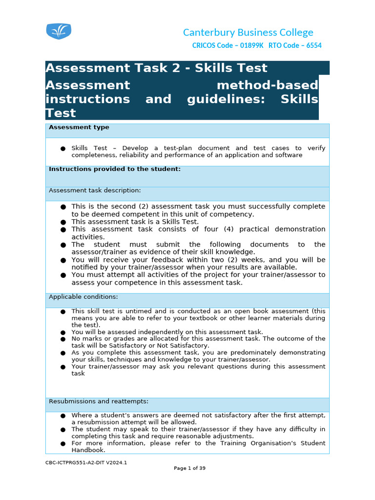 Ictprg551 Assessment Task 2 V2024 1 Pdf Software Testing Safari