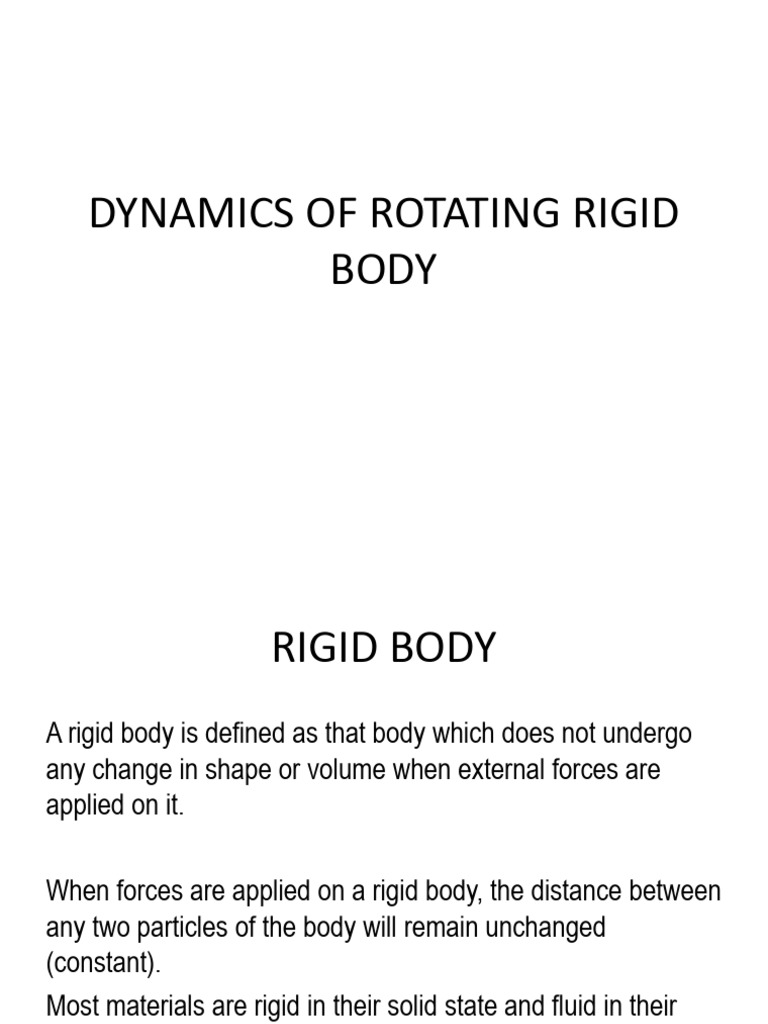 PHY 102 Lecture 4 DYNAMICS OF ROTATING RIGID BODY (1) | PDF | Rotation ...