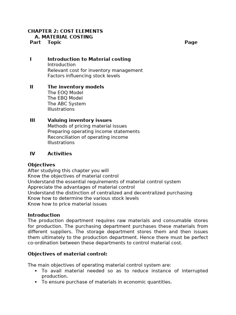 Material Costing and Inventory Control | PDF | Inventory | Financial ...