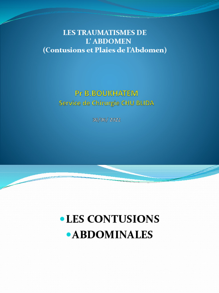 Contusions abdominales : enjeux et diagnostics | PDF | Saignement | Foie