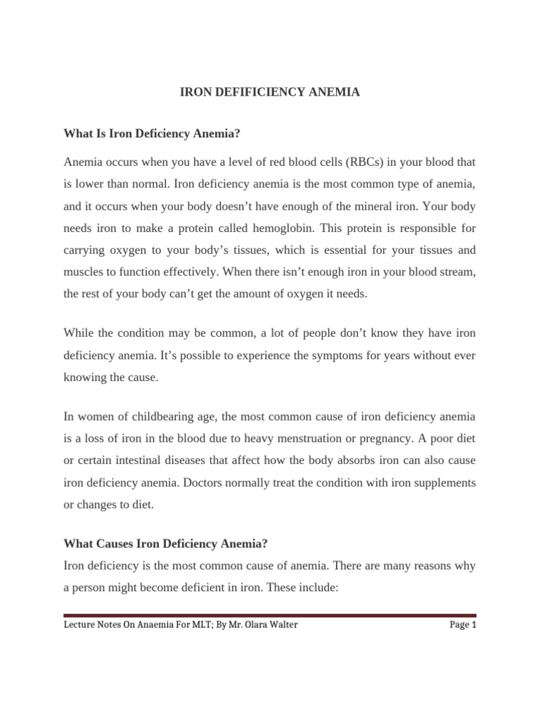 Understanding Iron Deficiency Anemia | PDF | Anemia | Medical Specialties