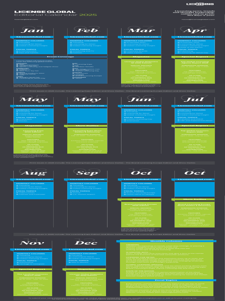 2025 Licensing Editorial Calendar | PDF | License | Fashion