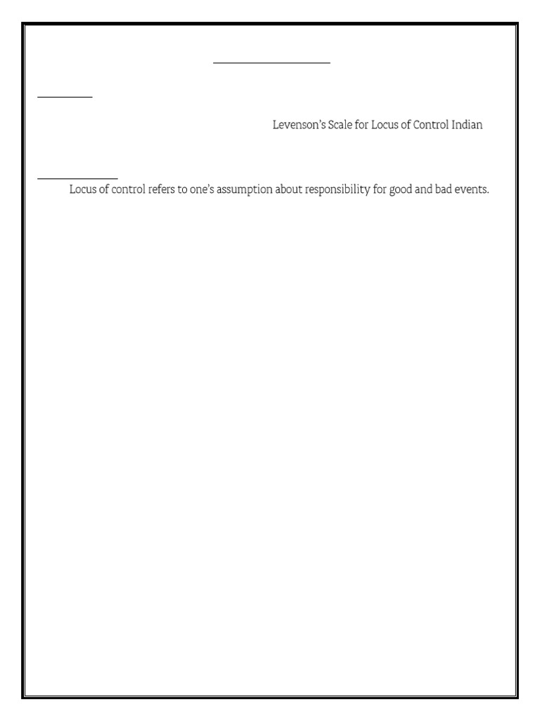Locus of Control Assessment Guide | PDF | Psychology | Psychological ...