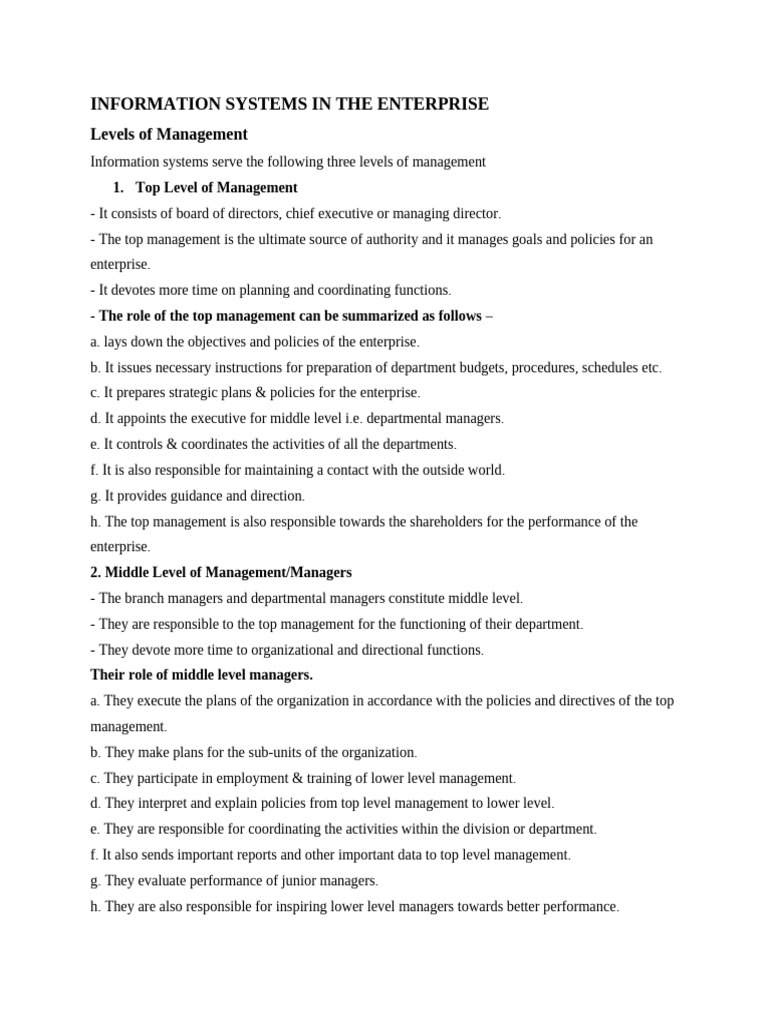 Information Systems for Management Levels | PDF | Data Analysis ...