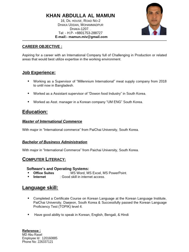 Final CV With Picture | PDF