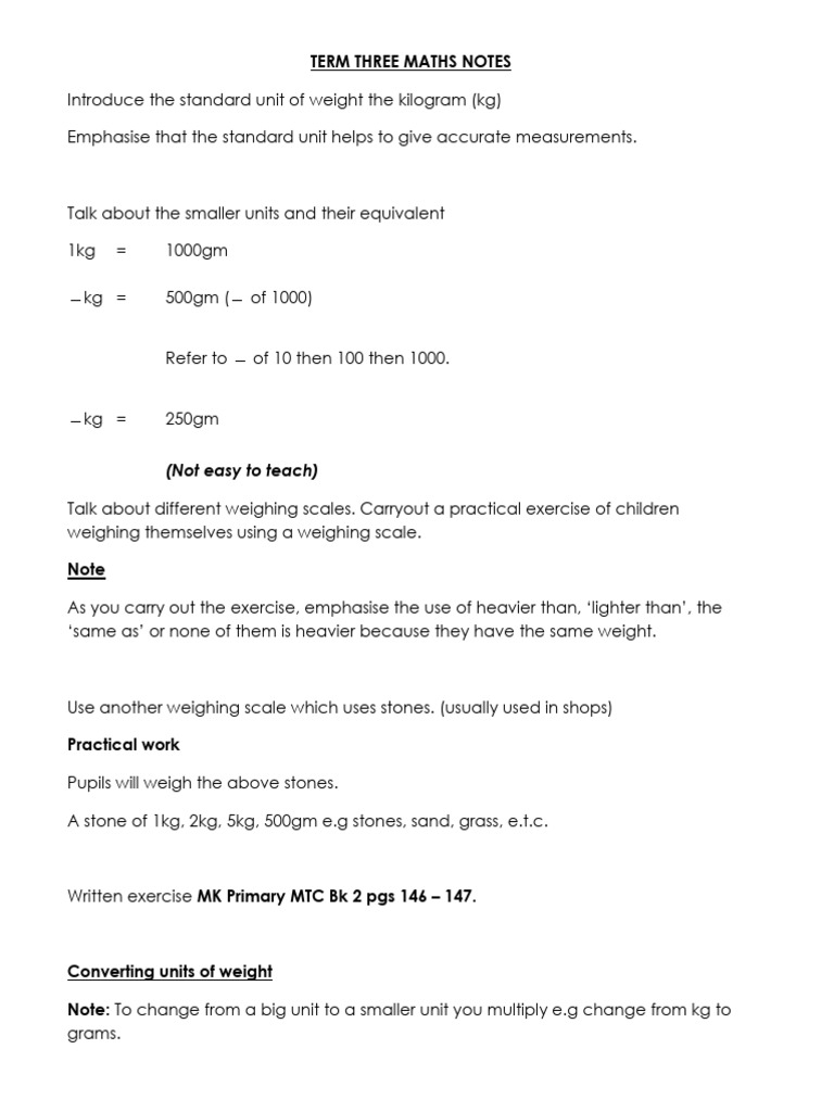 P2 Third Term Maths Notes | PDF | Area | Money